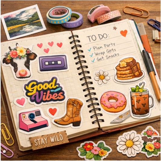 100‑Pack Regular Stickers (Assorted Designs) - Music City Acrylics