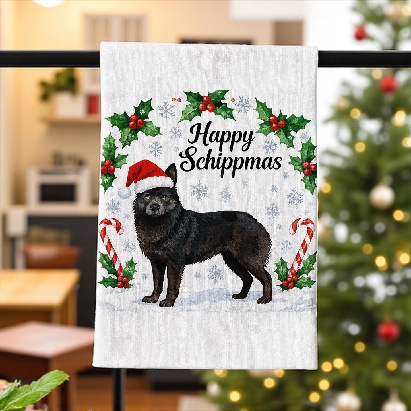 Dogs of Christmas Tea Towels – Festive Dog Holiday Kitchen Towel – French Bulldog, Santa Hat, Christmas Gift for Dog Lovers - Music City Acrylics