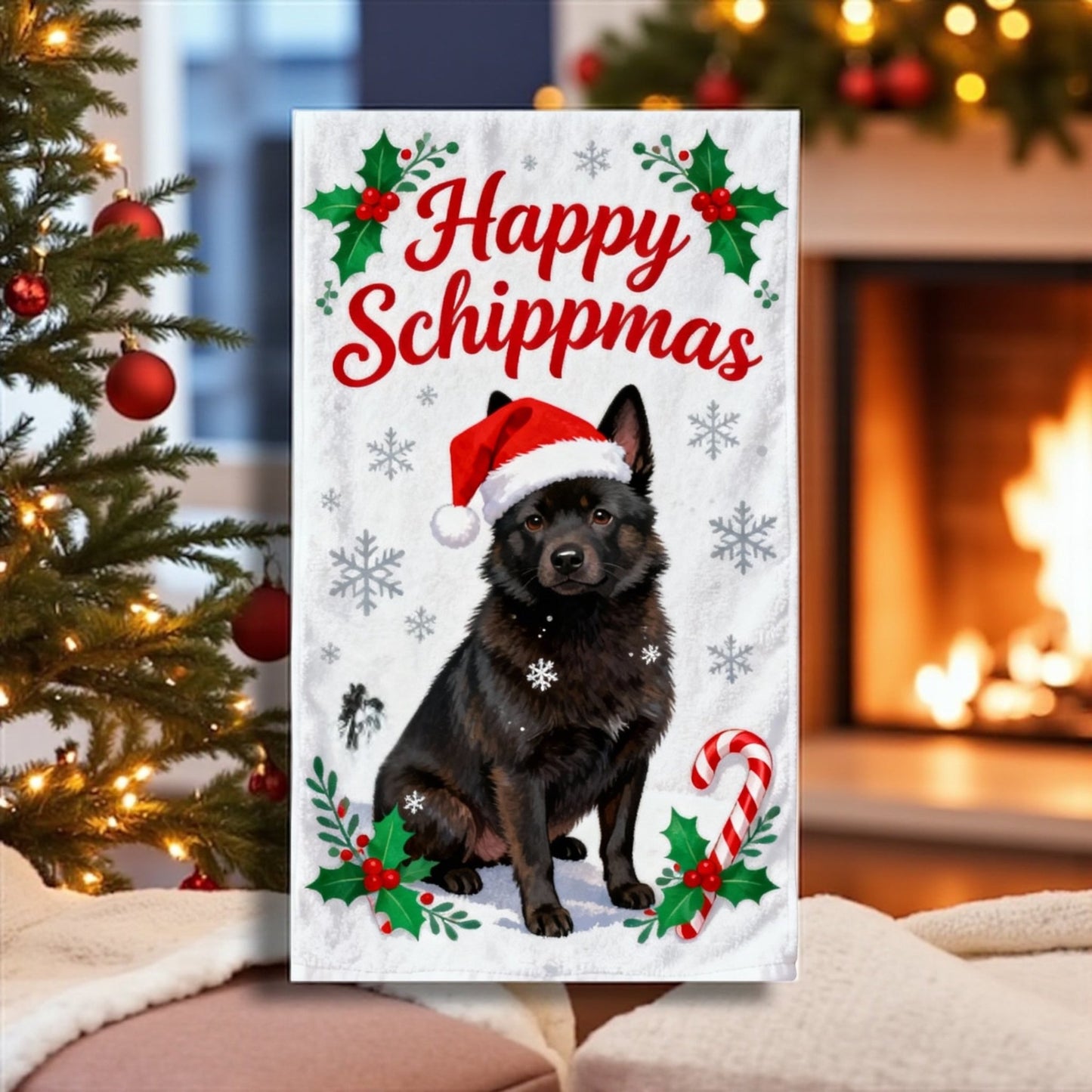 Dogs of Christmas Tea Towels – Festive Dog Holiday Kitchen Towel – French Bulldog, Santa Hat, Christmas Gift for Dog Lovers - Music City Acrylics