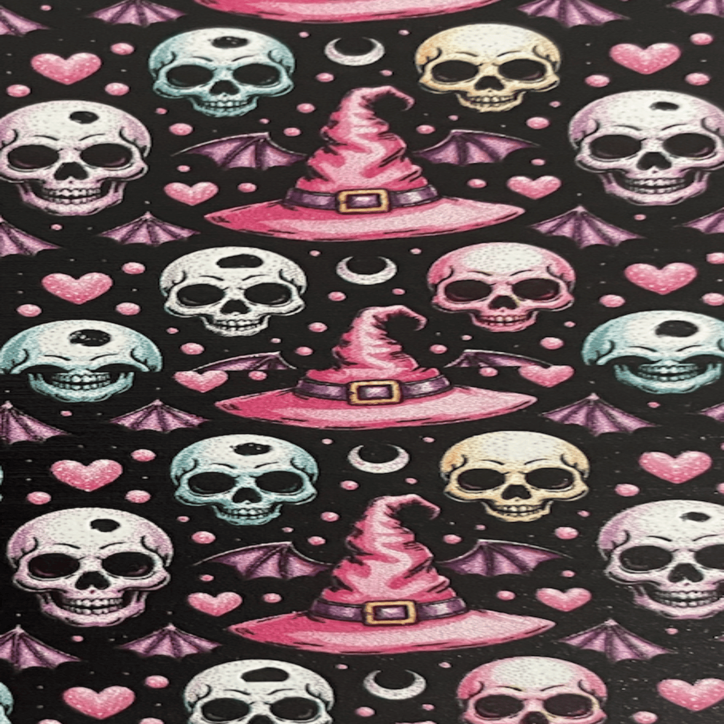 Goth Skull Print Acrylic Sheet – Pink & Black Pattern for Spooky Crafts, Jewelry & Laser Projects - Music City Acrylics