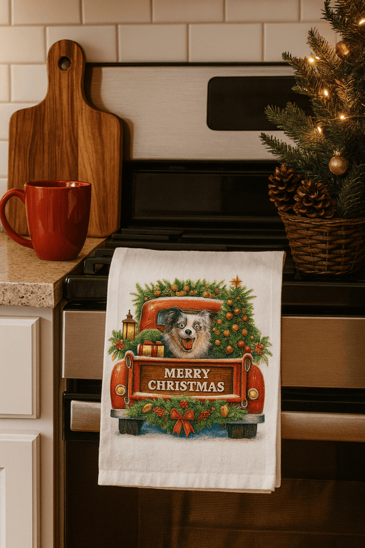 Holiday Pup Tea Towel - Music City Acrylics