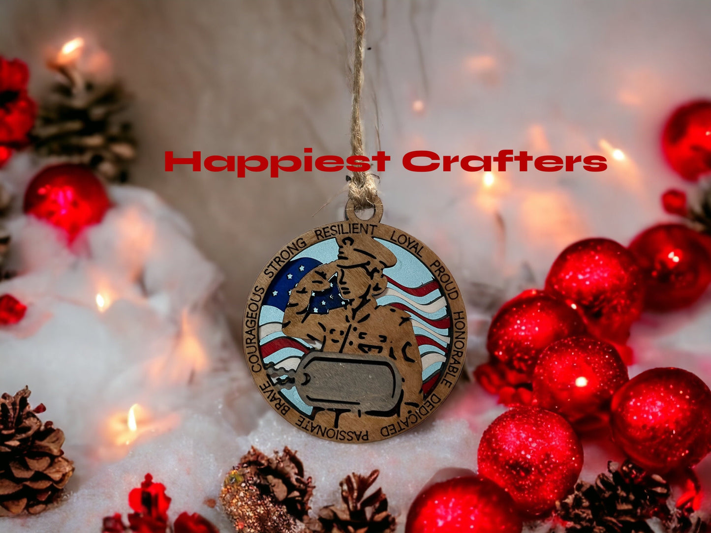 Personalized Wooden Armed Services Ornaments , Honor Military Service