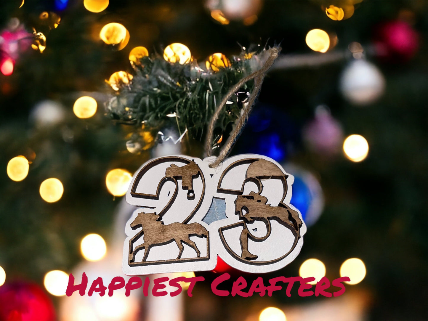 Personalized Two-Layer Equestrian Letter Ornament, Custom Wood Holiday Decoration, gift for horse lover, horse lover ornament