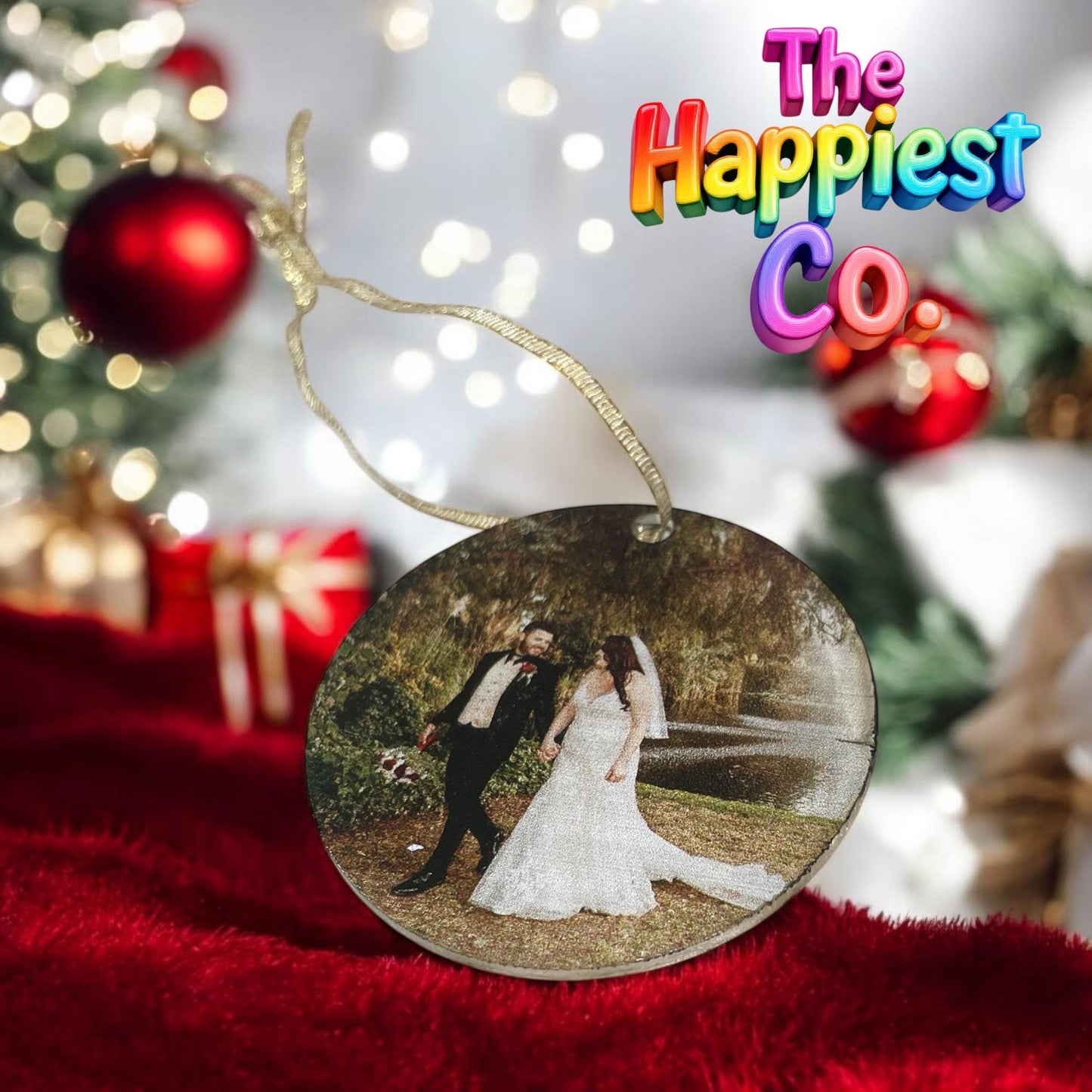 custom printed acrylic ornament, wedding gift, birthday gift, ornament exchange, company gift, gift for newlyweds, anniversary gift.