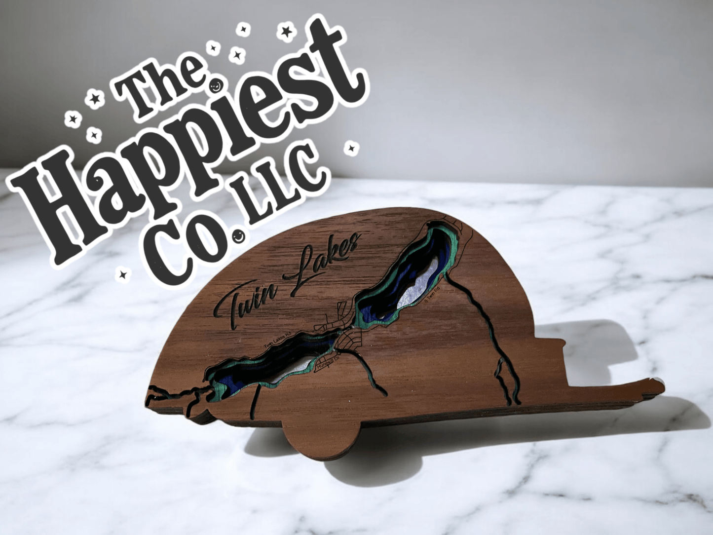 Layered Lake Trailer Art | Twin Lakes Wooden Scene | Camper Decor by The Happiest Co. - Music City Acrylics
