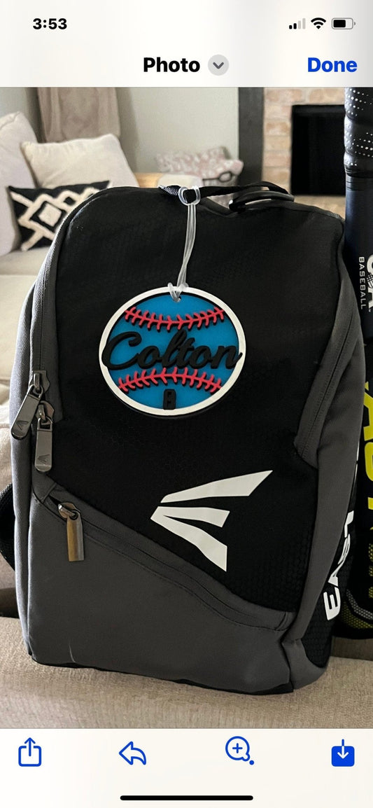 Personalized Sports Bag Tag – Custom Name & Number Design - Music City Acrylics