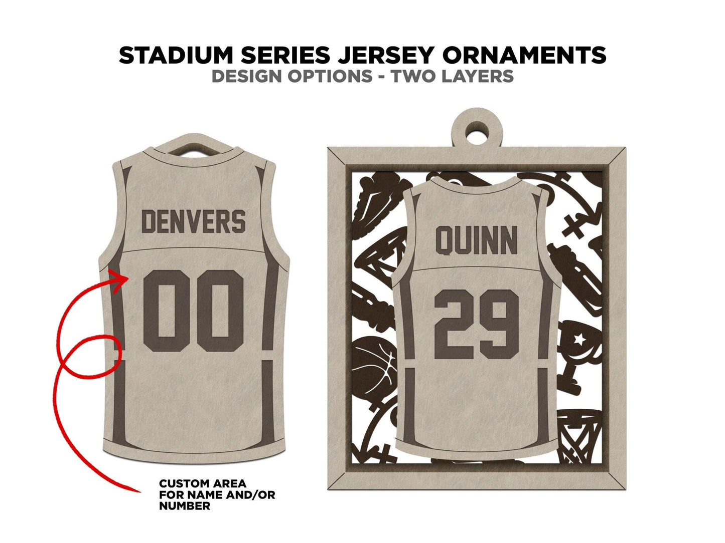 Personalized Sports Jersey Ornament – Custom Engraved Keepsake for Athletes - Music City Acrylics