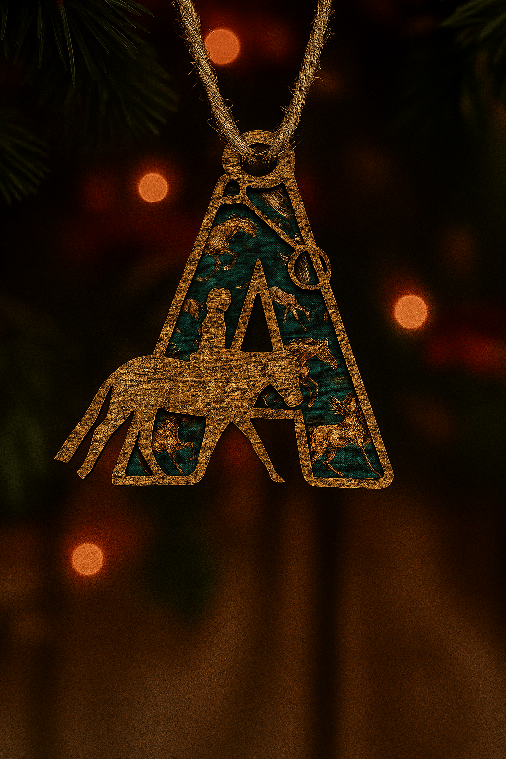 Personalized Two - Layer Equestrian Letter Ornament, Custom Wood Holiday Decoration, gift for horse lover, horse lover ornament - Music City Acrylics