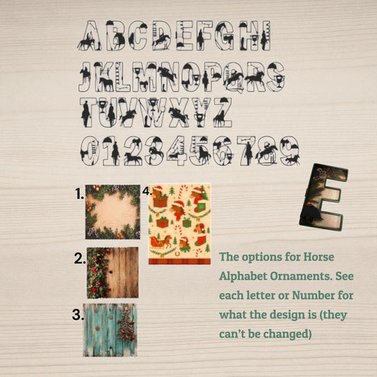 Custom Equestrian Letter Ornament - Personalized Wood Decoration for Horse Lovers - Music City Acrylics