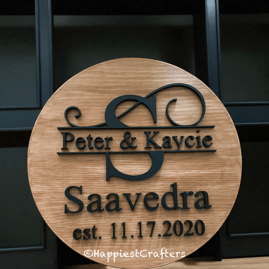 Personalized Wooden Family Name Sign – Elegant Home Décor - Music City Acrylics