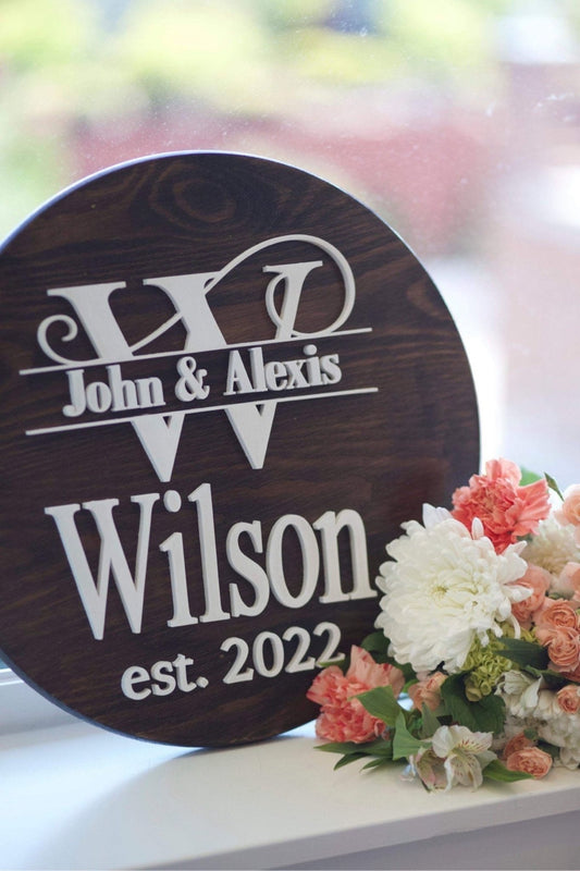 Personalized Wooden Family Name Sign – Elegant Home Décor - Music City Acrylics