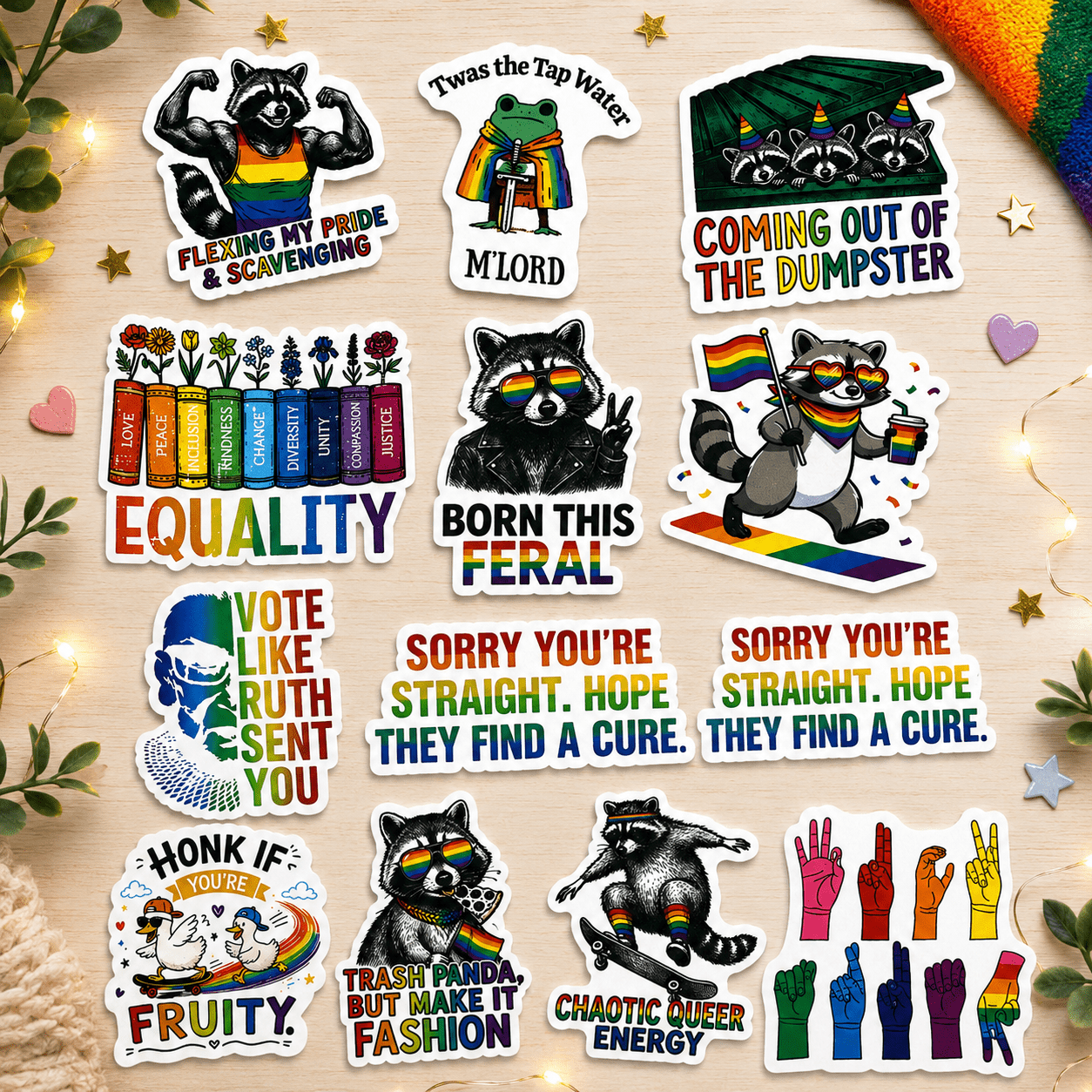 Pride Sticker Pack – Funny LGBTQ+ Vinyl Stickers | Waterproof Decals | Queer Humor Stickers | Laptop & Water Bottle Stickers - Music City Acrylics