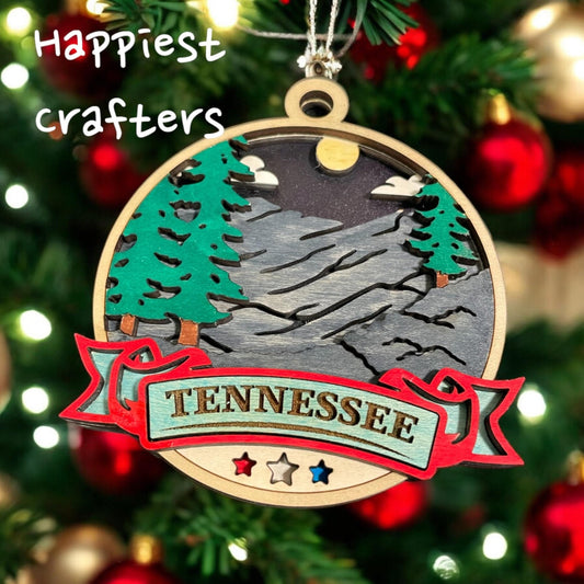 Customizable 3-Layer Colorful State Ornament for Loved Ones - Music City Acrylics