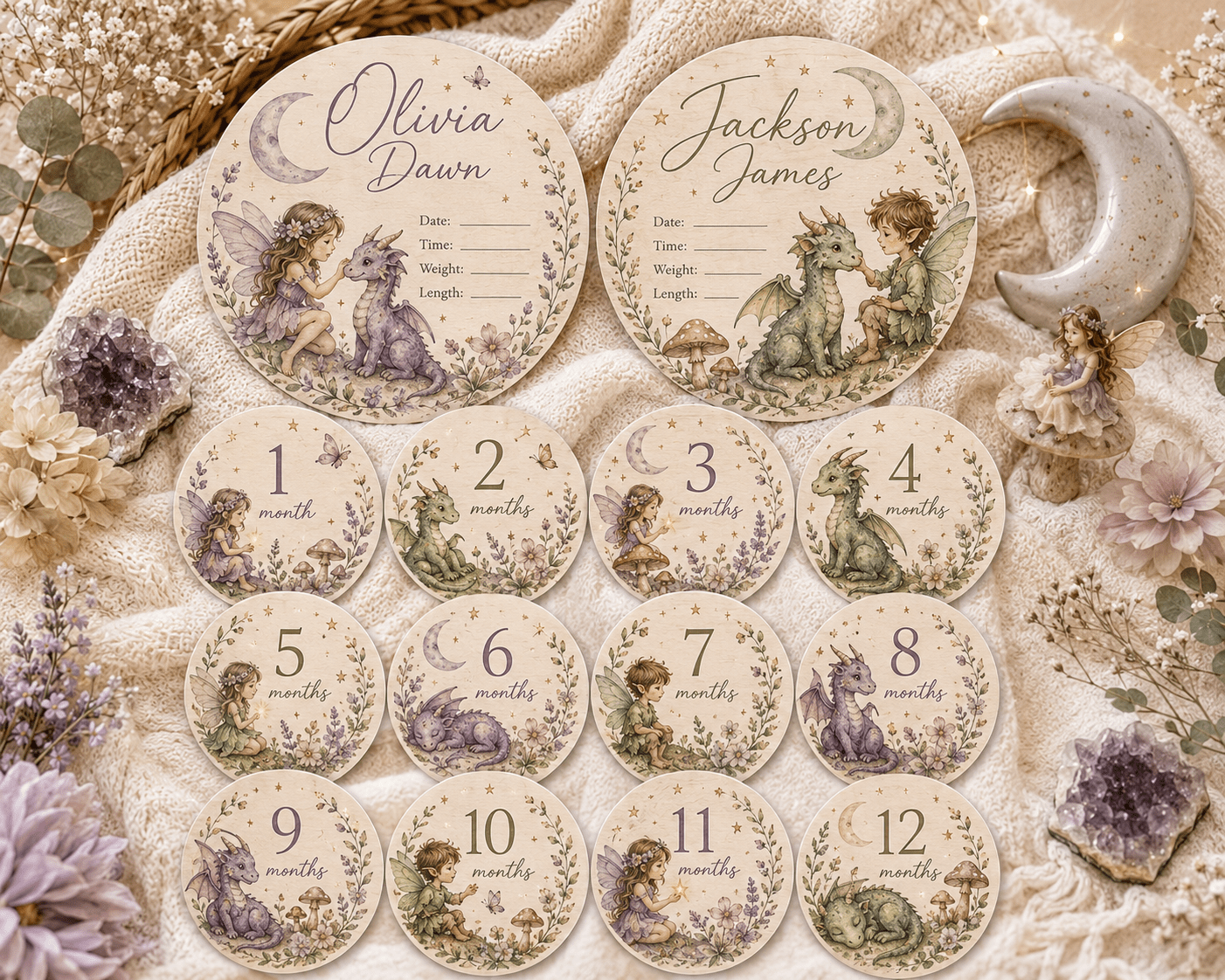 1st Year Milestones Set – Baby Monthly Milestone Cards – Modern Baby Photo Props - Music City Acrylics