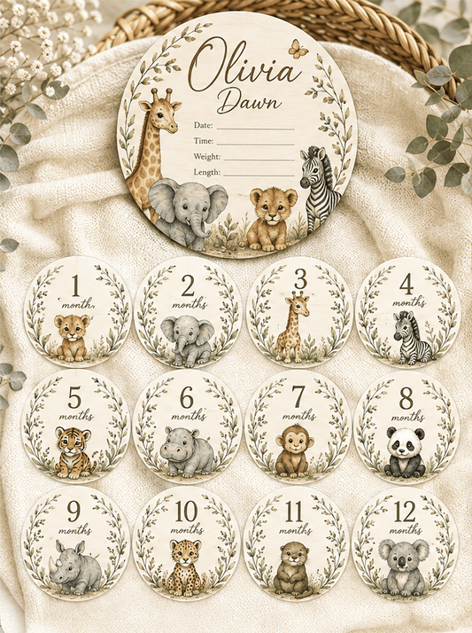 1st Year Milestones Set – Baby Monthly Milestone Cards – Modern Baby Photo Props - Music City Acrylics