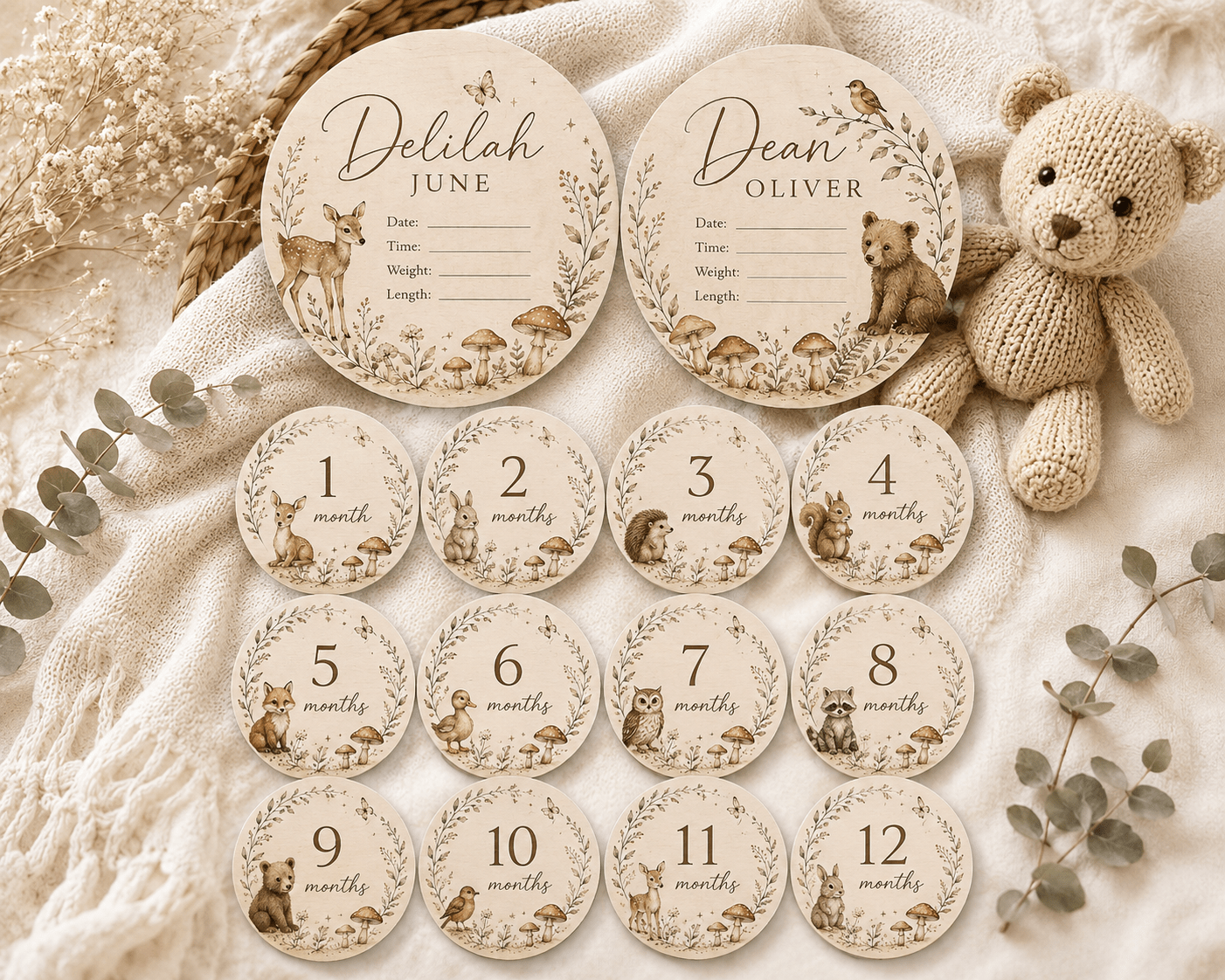 1st Year Milestones Set – Baby Monthly Milestone Cards – Modern Baby Photo Props - Music City Acrylics