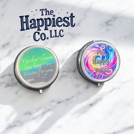 Custom Printed Pill Case – Personalized Round Travel Organizer