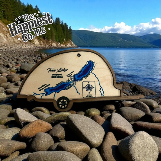 Custom Camper Ornament – Twin Lakes Engraved Map | Personalized RV Gift | Annette’s Mono Village & Twin Lakes Resort