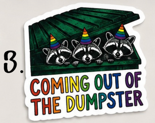 Pride Raccoon Sticker Pack – Funny LGBTQ+ Vinyl Stickers | Waterproof Decals | Queer Humor Stickers | Laptop, Water Bottle, Tumbler Stickers