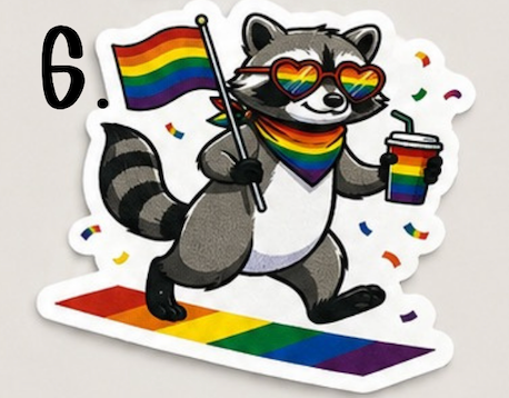 Pride Raccoon Sticker Pack – Funny LGBTQ+ Vinyl Stickers | Waterproof Decals | Queer Humor Stickers | Laptop, Water Bottle, Tumbler Stickers