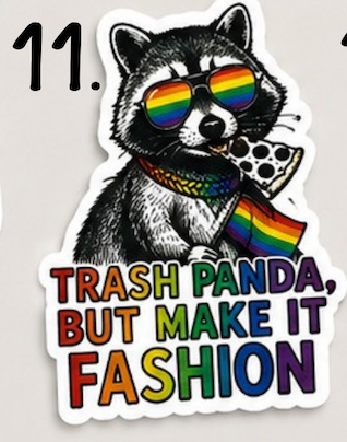 Pride Raccoon Sticker Pack – Funny LGBTQ+ Vinyl Stickers | Waterproof Decals | Queer Humor Stickers | Laptop, Water Bottle, Tumbler Stickers