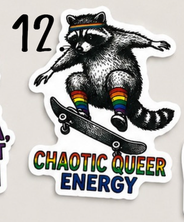 Pride Raccoon Sticker Pack – Funny LGBTQ+ Vinyl Stickers | Waterproof Decals | Queer Humor Stickers | Laptop, Water Bottle, Tumbler Stickers