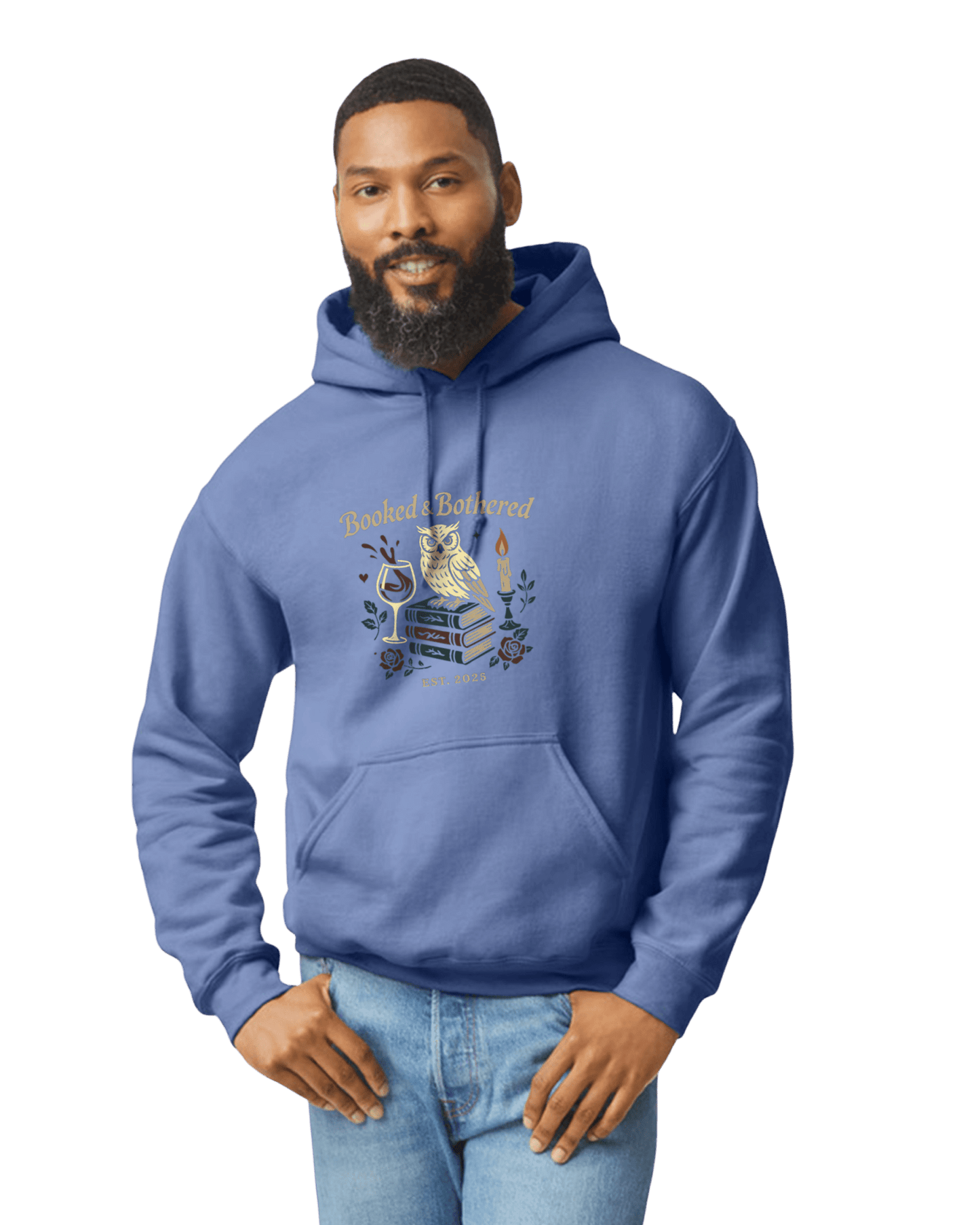 Booked & Bothered Hoodie – Moody Bookish Graphic Sweatshirt for Readers & Wine Lovers - Music City Acrylics