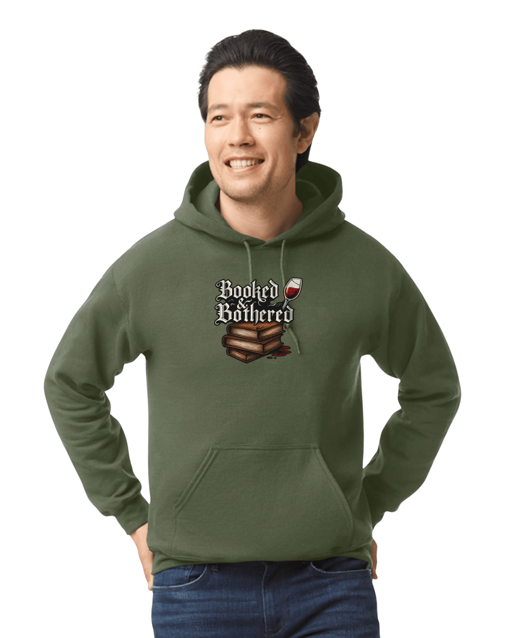 Booked & Bothered Hoodie – Moody Bookish Graphic Sweatshirt for Readers & Wine Lovers - Music City Acrylics