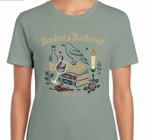 Booked & Bothered T-Shirt – Moody Literary Graphic Tee for Readers & Rebels - Music City Acrylics