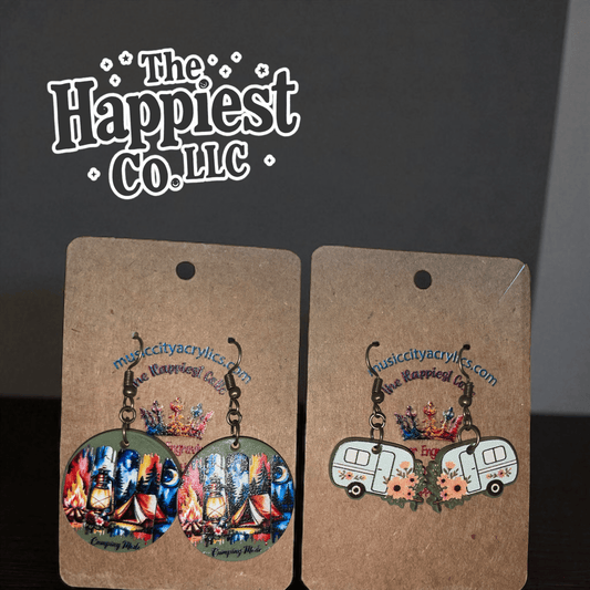 Camping Mode Dangle Earrings – Cute Outdoor Adventure Jewelry for Nature Lovers - Music City Acrylics