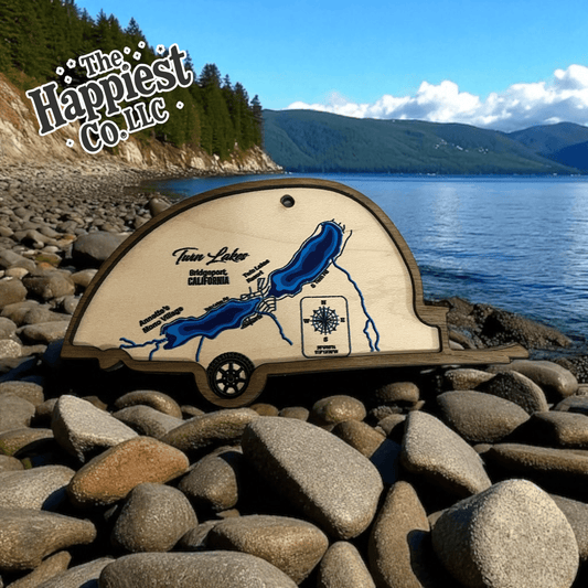 Custom Camper Ornament – Twin Lakes Engraved Map | Personalized RV Gift | Annette’s Mono Village & Twin Lakes Resort - Music City Acrylics