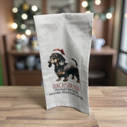 Dogs of Christmas Tea Towels – Festive Dog Holiday Kitchen Towel – French Bulldog, Santa Hat, Christmas Gift for Dog Lovers - Music City Acrylics