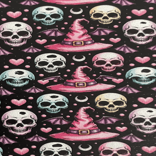 Goth Skull Print Acrylic Sheet – Pink & Black Pattern for Spooky Crafts, Jewelry & Laser Projects - Music City Acrylics