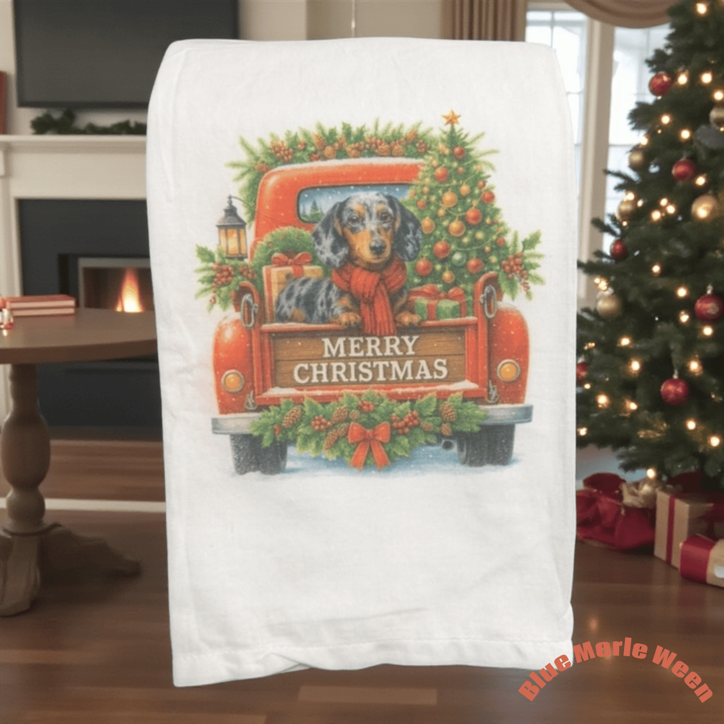Holiday Pup Tea Towel - Music City Acrylics
