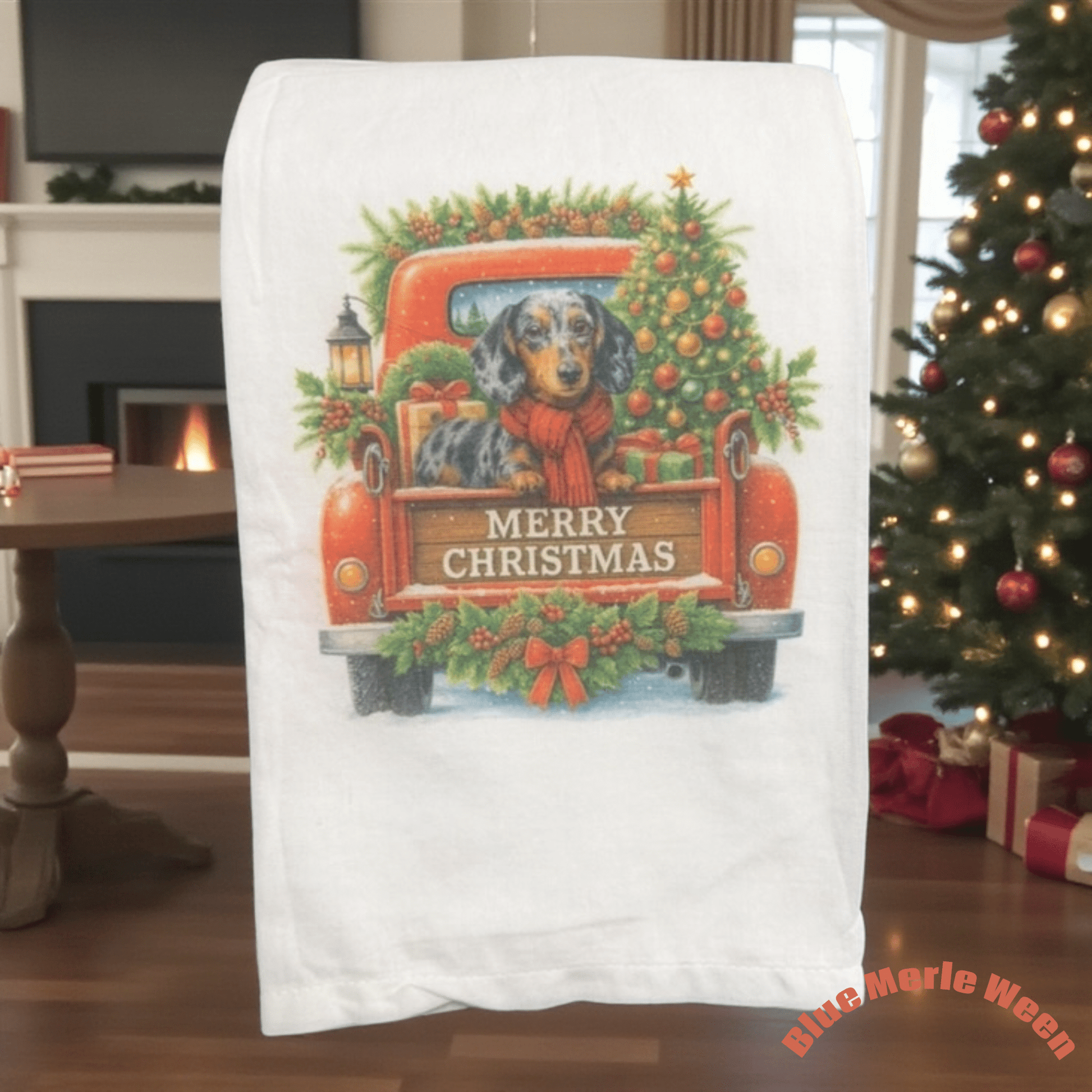 Holiday Pup Tea Towel - Music City Acrylics