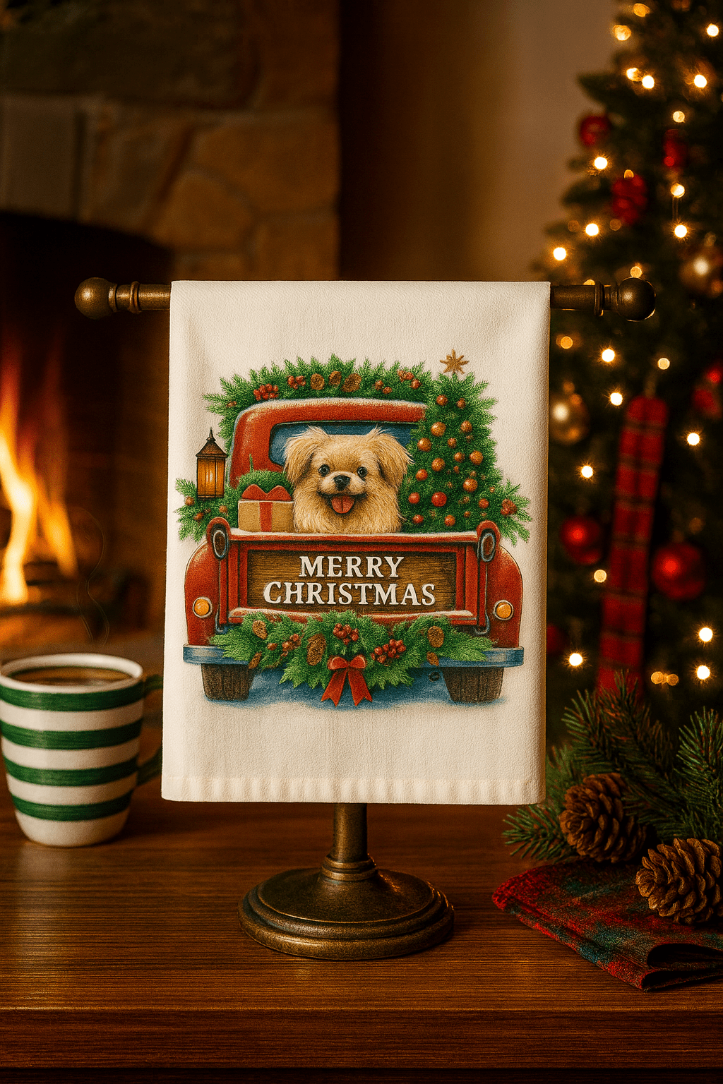 Holiday Pup Tea Towel - Music City Acrylics