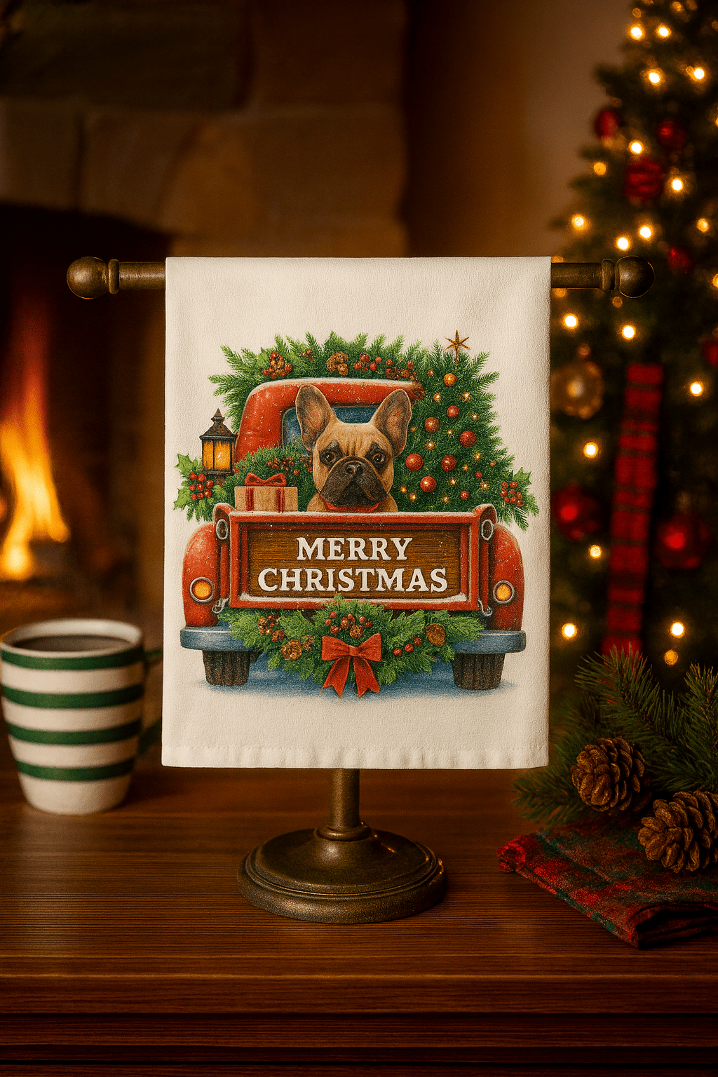 Holiday Pup Tea Towel - Music City Acrylics