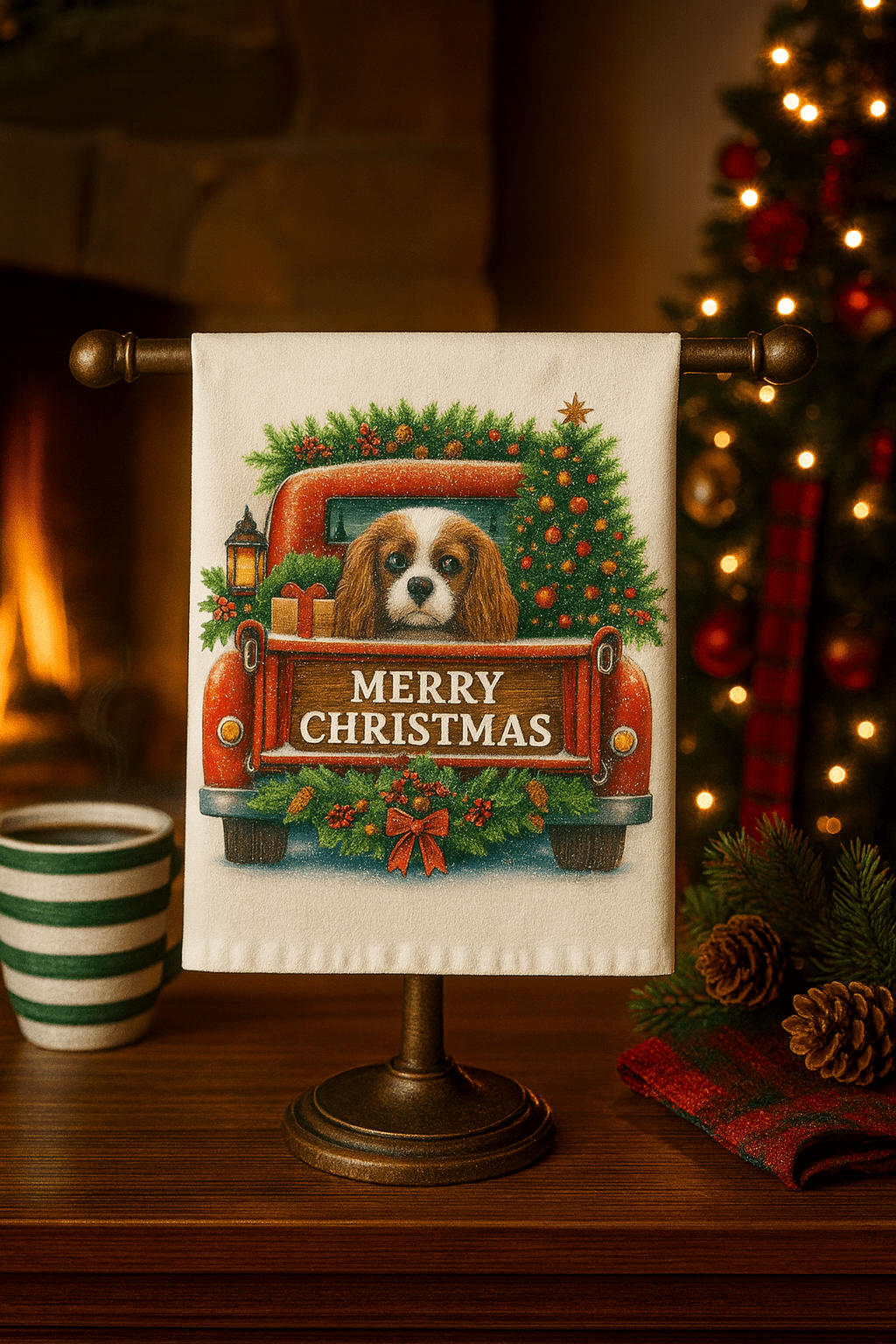 Holiday Pup Tea Towel - Music City Acrylics