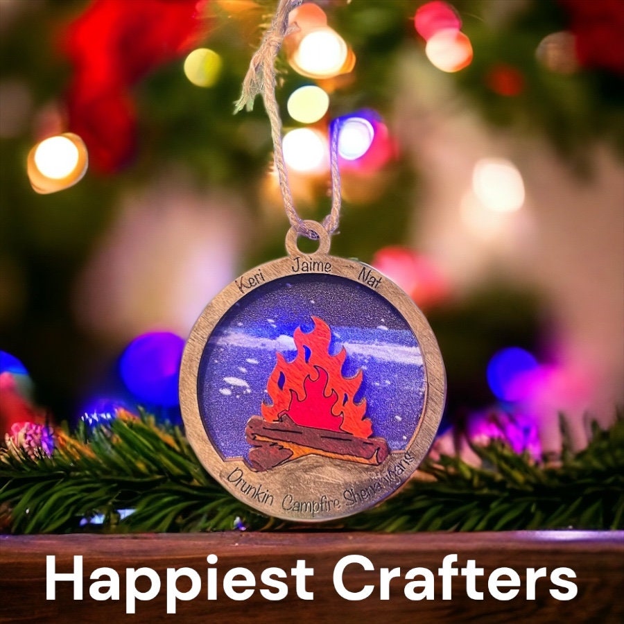 Custom Campfire Ornament, faux campfires, tent decoration, wood camp ornament, flames ornament, camping tent ornament, fir pit ornament