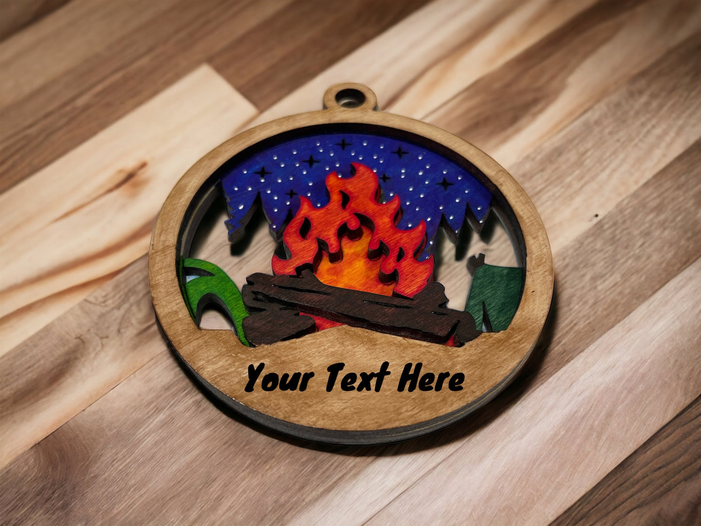 Custom Campfire Ornament, faux campfires, tent decoration, wood camp ornament, flames ornament, camping tent ornament, fir pit ornament
