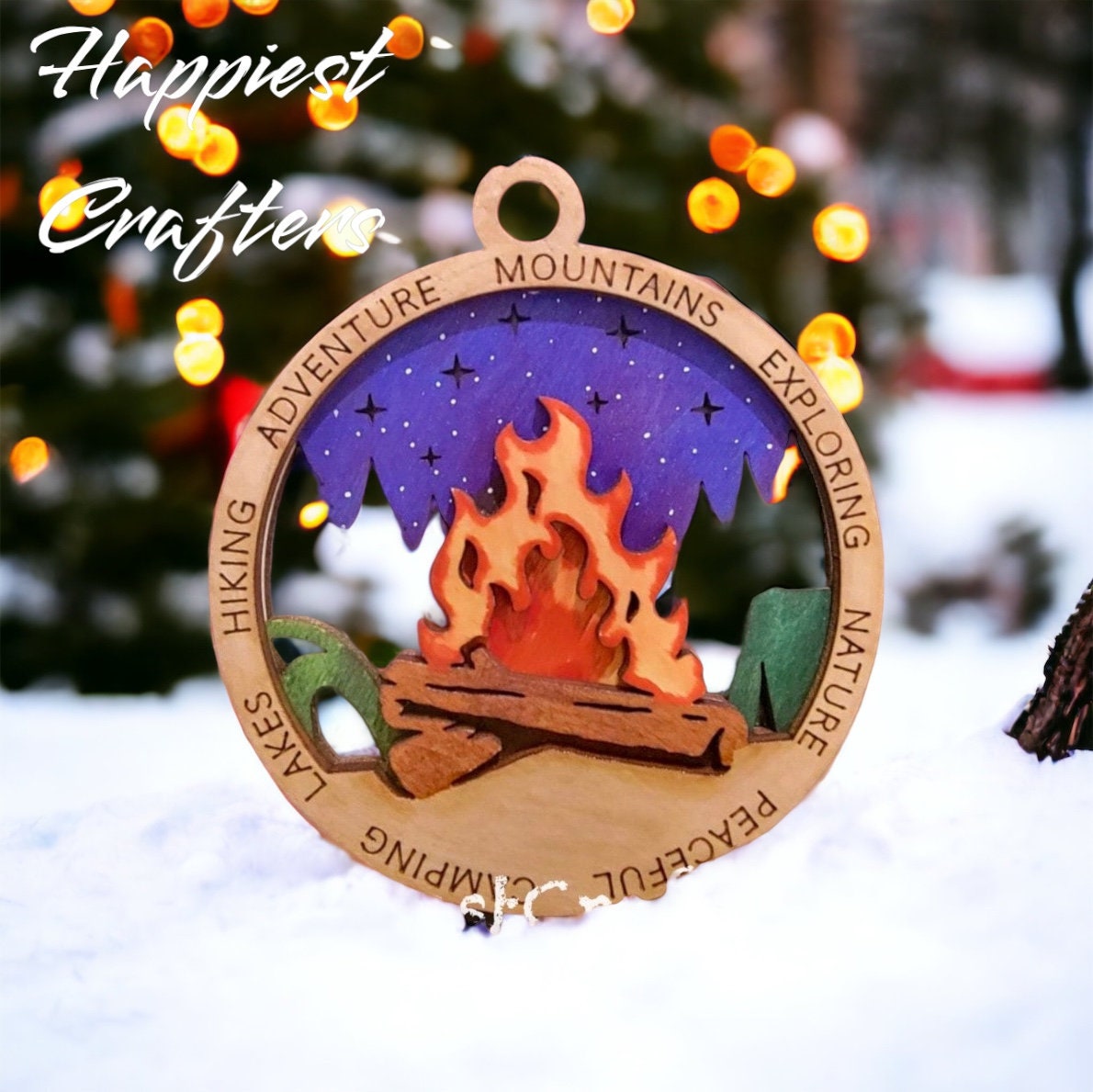 Custom Campfire Ornament, faux campfires, tent decoration, wood camp ornament, flames ornament, camping tent ornament, fir pit ornament