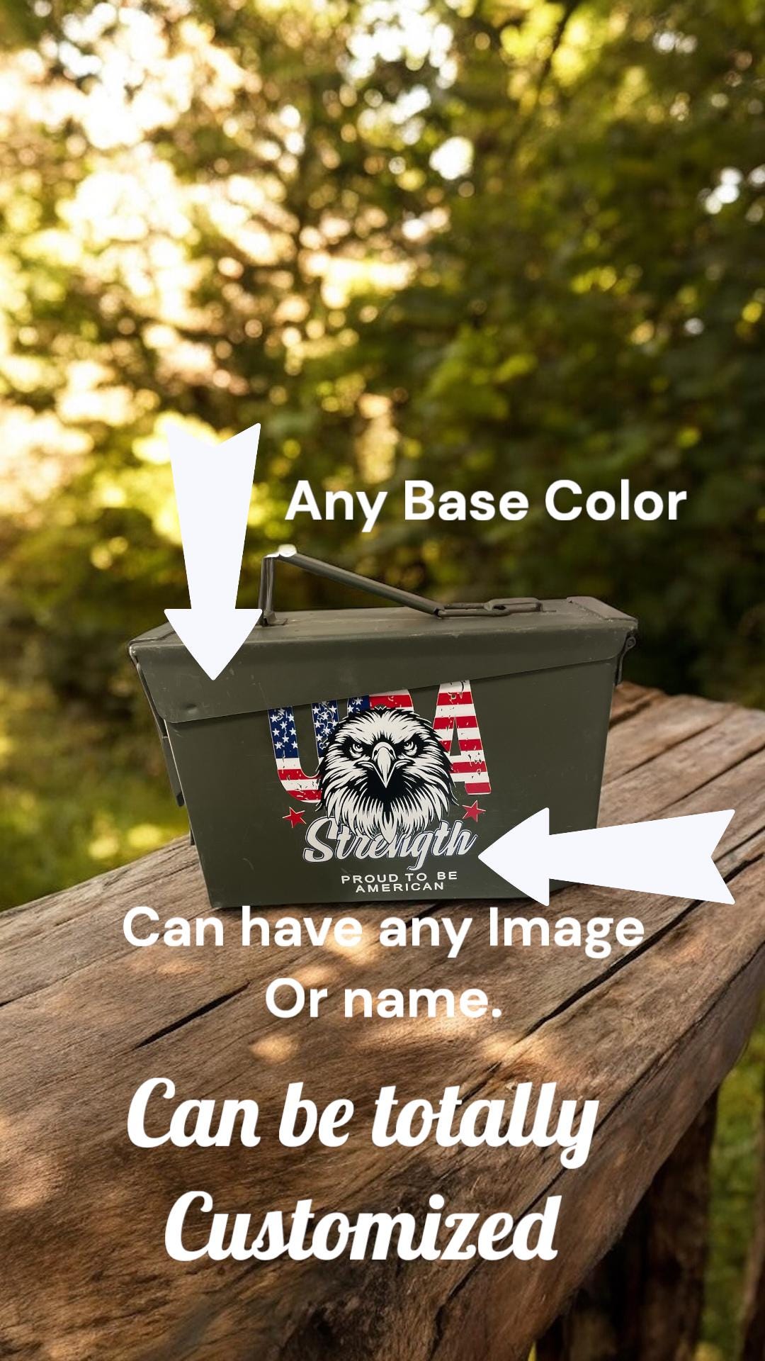 Ammo Can, Custom American Flag, Eagle, Storage for Ammo or anything you want, dad gift, military gift, fathers day, America First gift