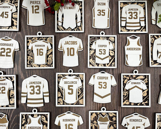 Personalized Sports Jersey Ornament – Custom Engraved Keepsake for Athletes - Music City Acrylics