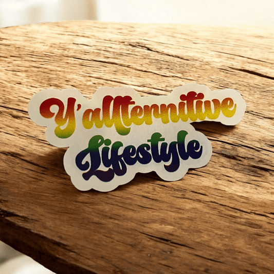 Y’allternative Lifestyle Sticker – Colorful Rainbow Pride Vinyl Decal for Water Bottles, Laptops, Journals - Music City Acrylics